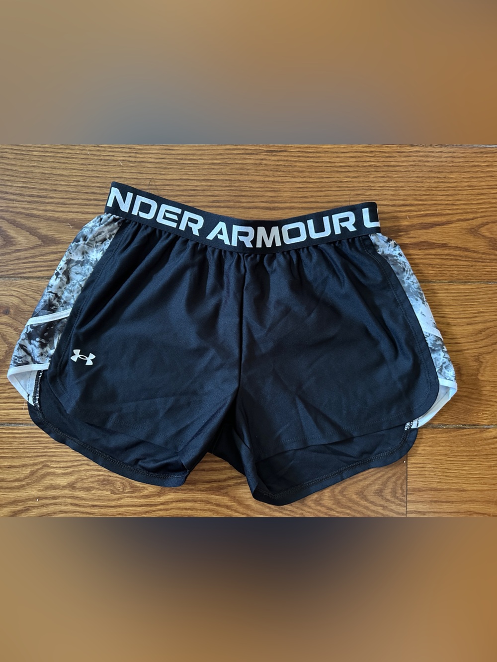 Under Armour Black Athletic Shorts with Marbled Liner
